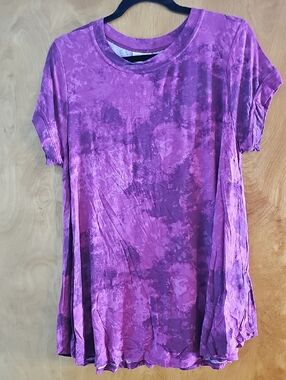 Purple Tie-Dye Short Sleeve Womens Top
